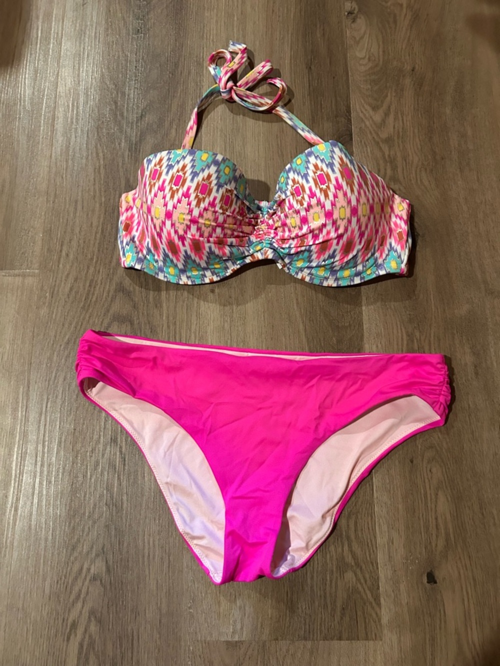 Victoria's Secret Pink Ikat Bandeau Bikini Set